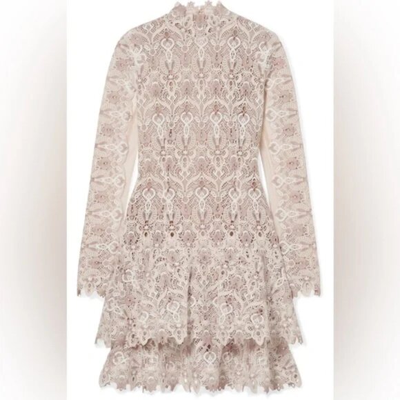 Jonathan Simkhai Natural Tulle-paneled Guipure Lace Mini Dress Nude Combo 6  NWT - Picture 4 of 16